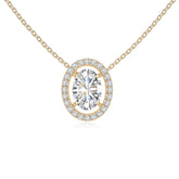 moissanite solitaire halo necklaces in yellow gold vermeil